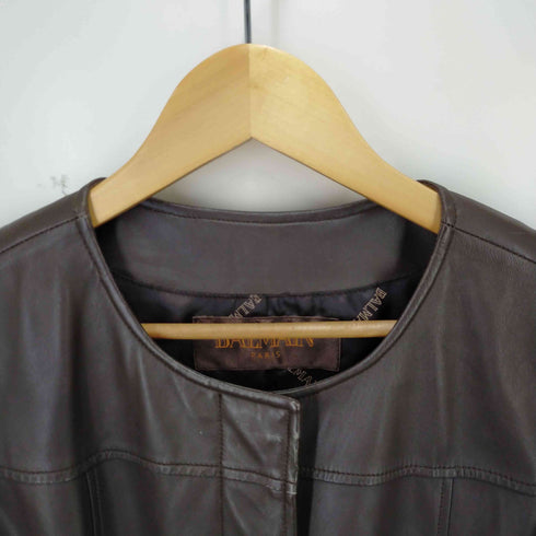 バルマン BALMAN ラムレザーノーカラージャケット レディース 15