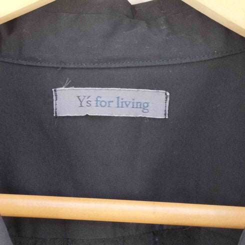 ワイズフォーリビング Ys for living 製品染め 総柄切替 バルーンシルエット コットンシャツブラウス レディース