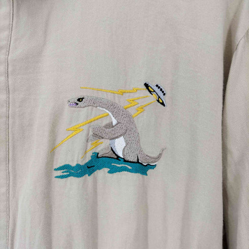 レジェンダ LEGENDA LOCH NESS ネス湖 ネッシー 刺繍カラーロングシャツ メンズ S