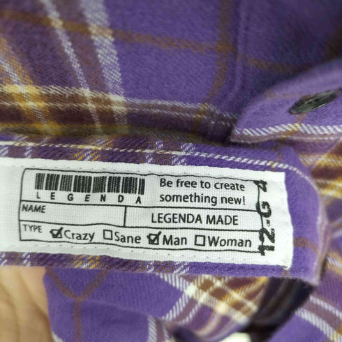 レジェンダ LEGENDA バックデザイン ローズ L/S チェック シャツ メンズ FREE