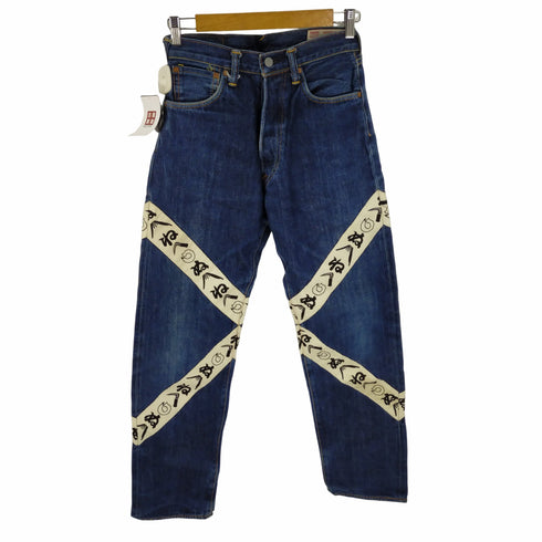 エヴィス EVISU No.2 クロステープ ボタンフライ インディゴデニム グラフィック メンズ 30x35