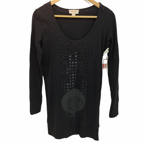 ディーゼル DIESEL 前面プリント Uネックカットソー チュニック レディース import:XS