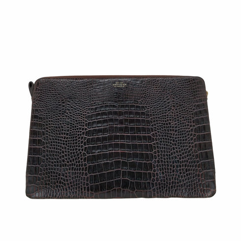 スマイソン smythson クロコ型押し クラッチバッグ レディース