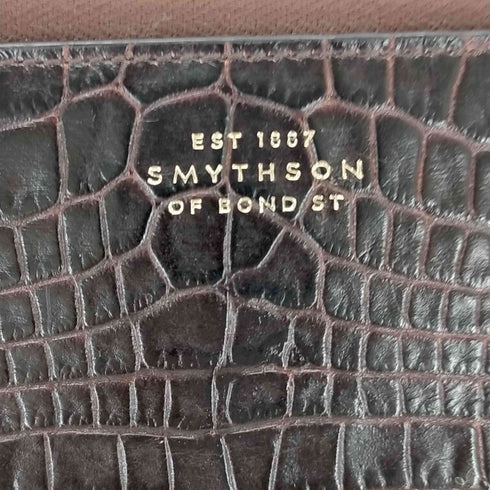 スマイソン smythson クロコ型押し クラッチバッグ レディース