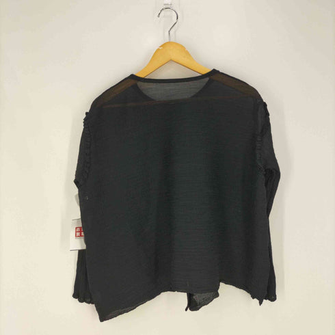ミー イッセイミヤケ me ISSEY MIYAKE シワ加工 プリーツノーカラーシャツ カーディガン レディース