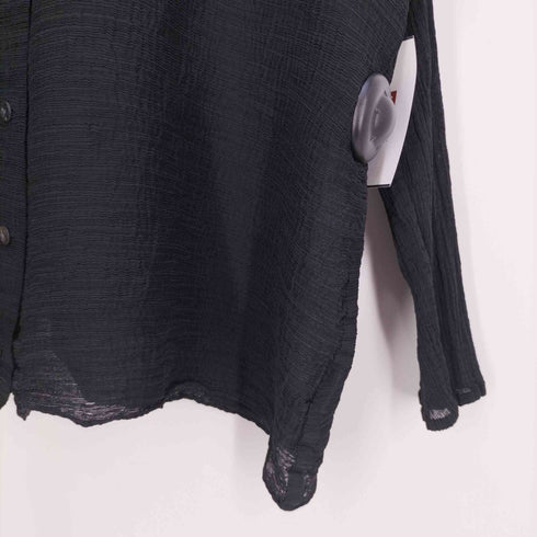 ミー イッセイミヤケ me ISSEY MIYAKE シワ加工 プリーツノーカラーシャツ カーディガン レディース