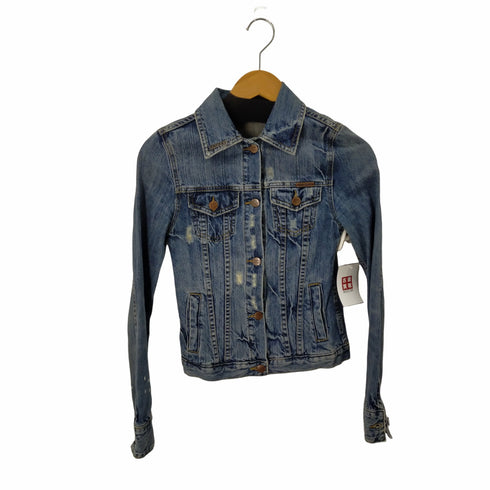 エズラフィッチ EZRA FITCH クラッシュダメージ加工 デニムジャケット トラッカージャケット ピンズ レディース