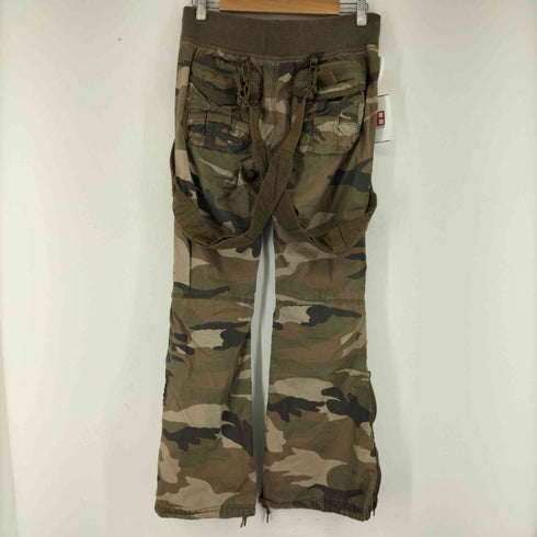 EQUIPMENT GOA フレアカモパンツ 裾ジップ ドローコード サスペンダーY2K メンズ ONE SIZE
