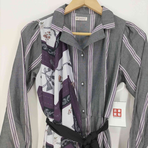 アクシーズファム axes femme スカーフ × レジメシャツワンピース レディース FREE