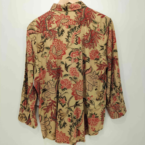 チャップス CHAPS 総柄 フラワーモチーフ ロングスリーブシャツ レディース import:L