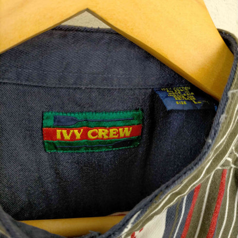 アイビークルー IVY CREW ストライプ バンドカラーシャツ メンズ import:L