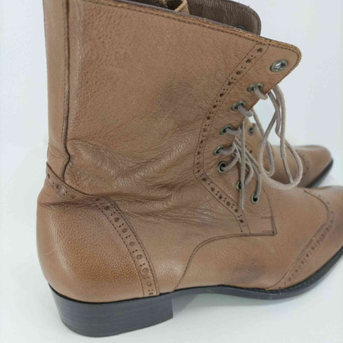 バーバリーブラックレーベル BURBERRY BLACK LABEL ウィングチップ サイドジップ レースアップ ショート ブーツ メンズ JPN:2