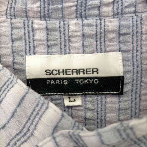 SCHERRER バンドカラーシアサッカーボーダーシャツ メンズ import:L