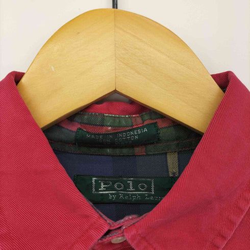 ポロバイラルフローレン Polo by RALPH LAUREN 80-90S 緑タグ ポニー刺繍 コットン L/S シャツ メンズ import:XL
