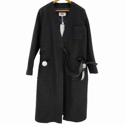 エムエムシックス メゾンマルジェラ MM6 Maison Margiela ウールノーカラーガウンコート レディース 40