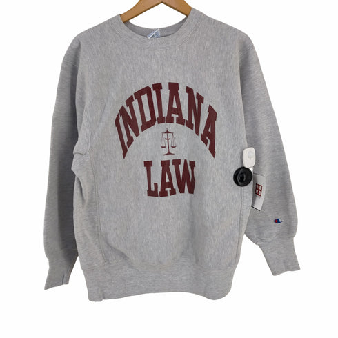チャンピオン Champion USA製 刺繍タグ REVERSE WEAVE INDIANA LAW インディアナ大学ブルーミントン校ロー・スクール 3段プリント クルーネックスウェット メンズ import:L
