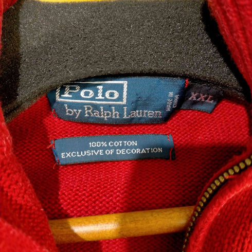 ポロバイラルフローレン Polo by RALPH LAUREN 90S ポニー刺繍 ハーフジップ ハイネックニット メンズ XXL