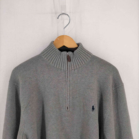 ポロバイラルフローレン Polo by RALPH LAUREN 90S ポニー刺繍 ハーフジップ ハイネックニット メンズ XXL