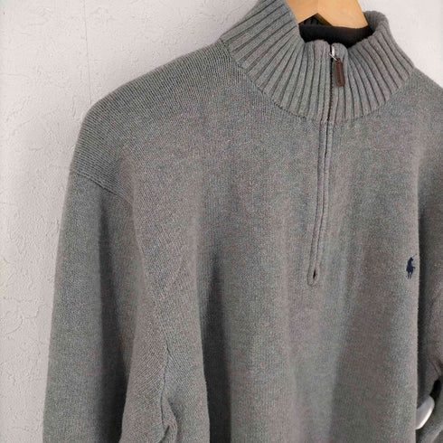 ポロバイラルフローレン Polo by RALPH LAUREN 90S ポニー刺繍 ハーフジップ ハイネックニット メンズ XXL