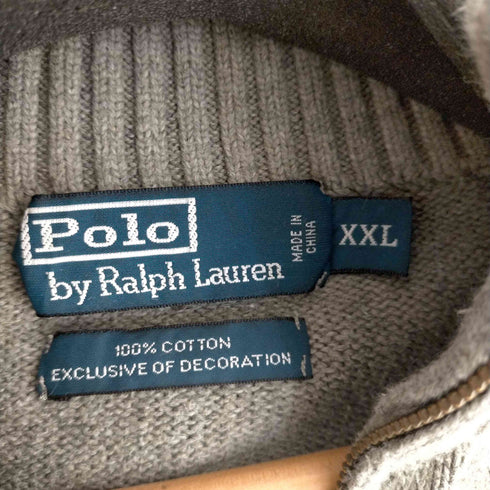 ポロバイラルフローレン Polo by RALPH LAUREN 90S ポニー刺繍 ハーフジップ ハイネックニット メンズ XXL
