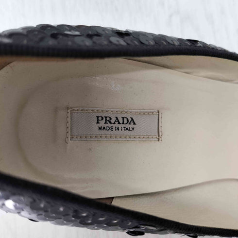 プラダ PRADA サテンスパンコール ハイヒール レディース EUR:37