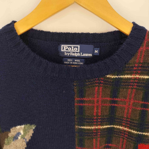 ポロバイラルフローレン Polo by RALPH LAUREN Flag Patchwork Wool Sweater 星条旗 パッチワーク ウールニット メンズ import:M