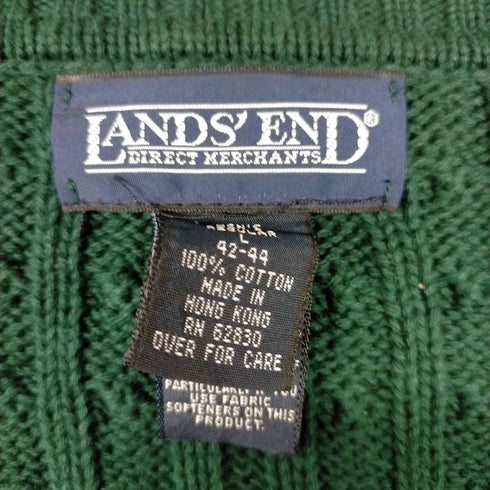 ランズエンド LANDS END 90S 香港製 Vネック コットンニット メンズ JPN:L