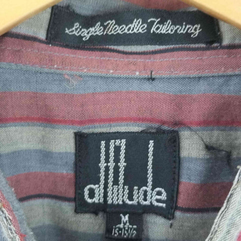 フルギ ATTITUDE 比翼ボタン ポリコットン バンドカラーストライプシャツ メンズ import:M