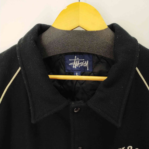 ステューシー Stussy 90S 紺タグ OLD STUSSY ウールスタジャン 中綿裏地キルティング 刺繍ロゴ メンズ import:L