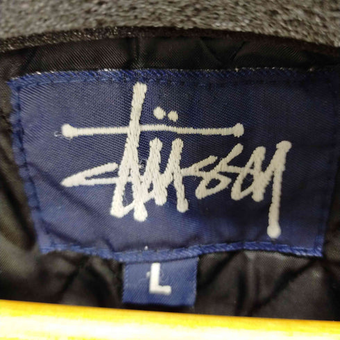 ステューシー Stussy 90S 紺タグ OLD STUSSY ウールスタジャン 中綿裏地キルティング 刺繍ロゴ メンズ import:L