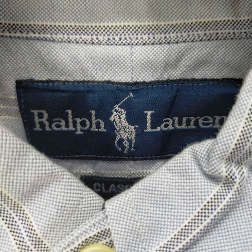 ラルフローレン RALPH LAUREN CLASSIC FIT ロゴ刺繍ストライプシャツ メンズ import:M