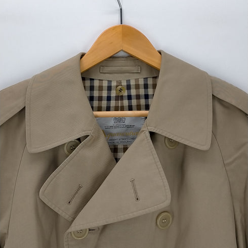アクアスキュータム AQUASCUTUM MADE IN ENGLAND 裏地チェック柄 ロングトレンチコート メンズ