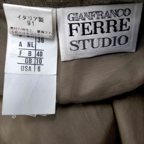 ジャンフランコフェレ GIANFRANCO FERRE STUDIO イタリア製 シルク 紺 リネン タイト スカート レディース 36