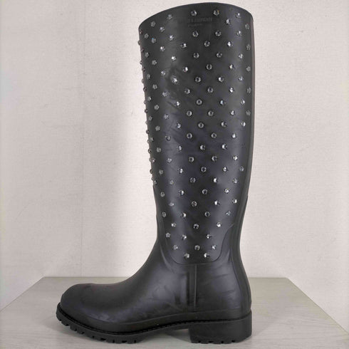 サンローランパリ SAINT LAURENT PARIS Rubber Crystal Rain Boots ストーン付き ロングレインブーツ レディース 40