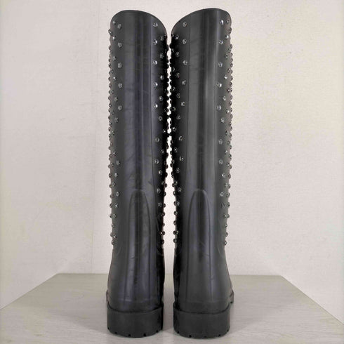 サンローランパリ SAINT LAURENT PARIS Rubber Crystal Rain Boots ストーン付き ロングレインブーツ レディース 40
