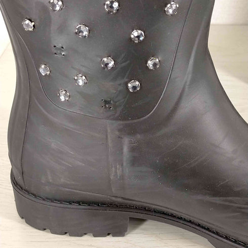 サンローランパリ SAINT LAURENT PARIS Rubber Crystal Rain Boots ストーン付き ロングレインブーツ レディース 40