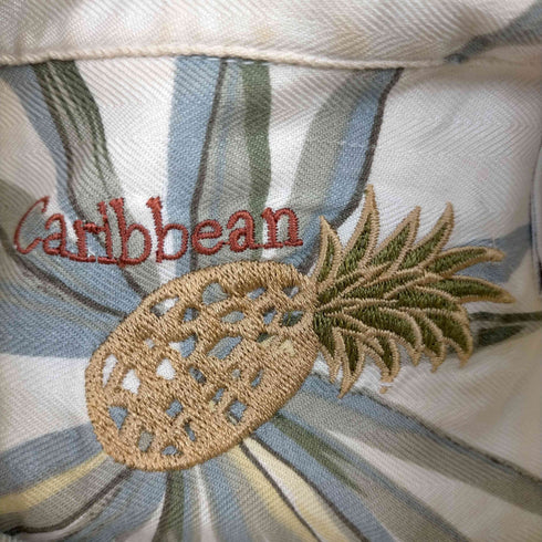 カリビアン Caribbean シルク ヤシの木 アロハシャツ メンズ import:S