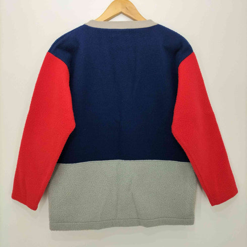 アディダス adidas 80-90s デサント製 トレフォイルロゴ クルーネックフリースプルオーバー メンズ 150