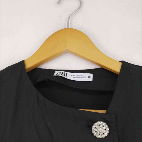 ザラ ZARA ラインストーンボタンポプリンシャツ レディース import:M