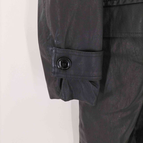 ベルテッド ロング レザー ジャケット レディース