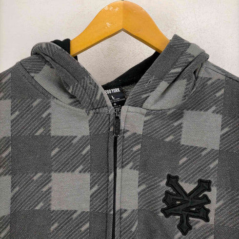ズーヨーク ZOO YORK ロゴ刺繍ブロックチェックジップアップパーカー メンズ JPN:L