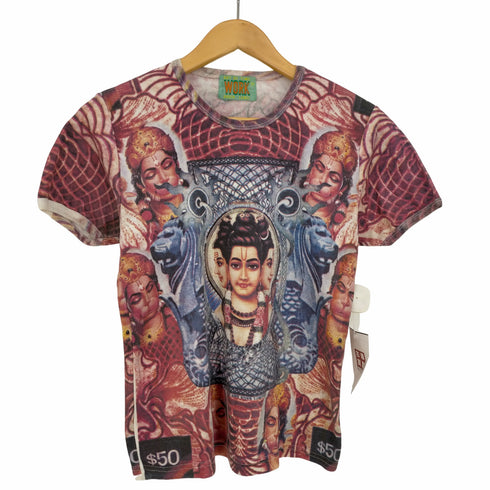 OUT OF TIME WORK GREEN LABEL インド神 総柄 プリントTシャツ メンズ