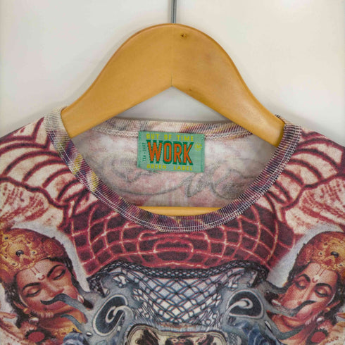 OUT OF TIME WORK GREEN LABEL インド神 総柄 プリントTシャツ メンズ