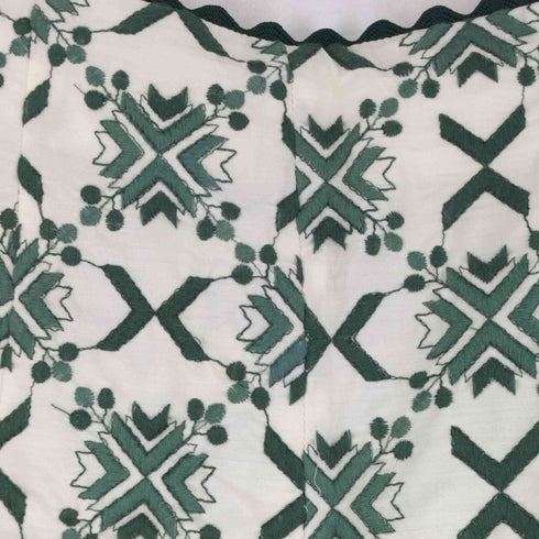 ザラ ZARA GREEN BEIGE EMBROIDERED SHORTS レディース US M
