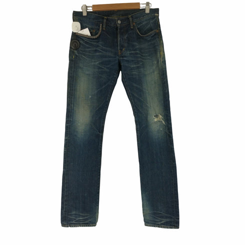 ヒステリックグラマー HYSTERIC GLAMOUR カウレザーパッチ スタッズクラッシュ加工 デニムパンツ メンズ 32inch