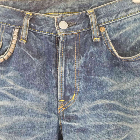 ヒステリックグラマー HYSTERIC GLAMOUR カウレザーパッチ スタッズクラッシュ加工 デニムパンツ メンズ 32inch