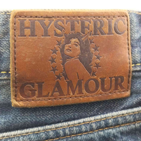 ヒステリックグラマー HYSTERIC GLAMOUR カウレザーパッチ スタッズクラッシュ加工 デニムパンツ メンズ 32inch