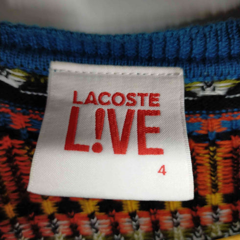 ラコステライブ Lacoste Live 総柄ワンポイントロゴ刺繍ニットセータ― メンズ JPN:4