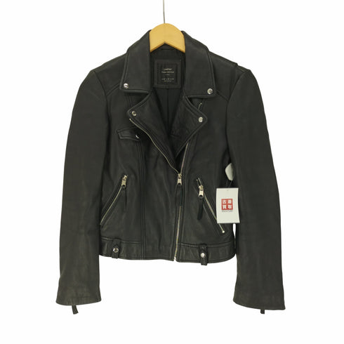 ザラ ZARA シープ レザー ライダースジャケット レディース import:M
