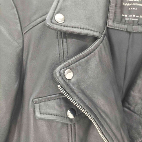 ザラ ZARA シープ レザー ライダースジャケット レディース import:M